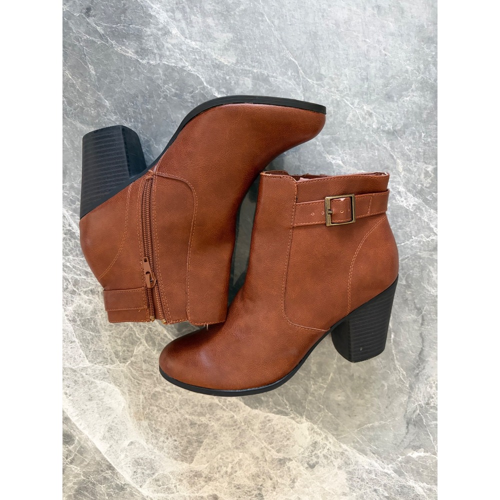 Parker & Sky | Cognac Brown Block Heel Ankle Booties | 9 || Brown|
